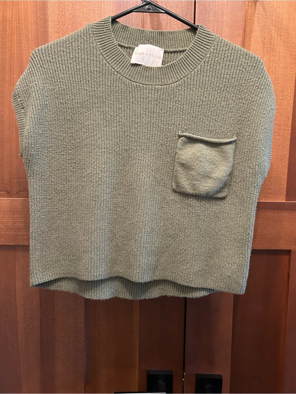 Olive Green Knit Pocket Sweater - Women size medium